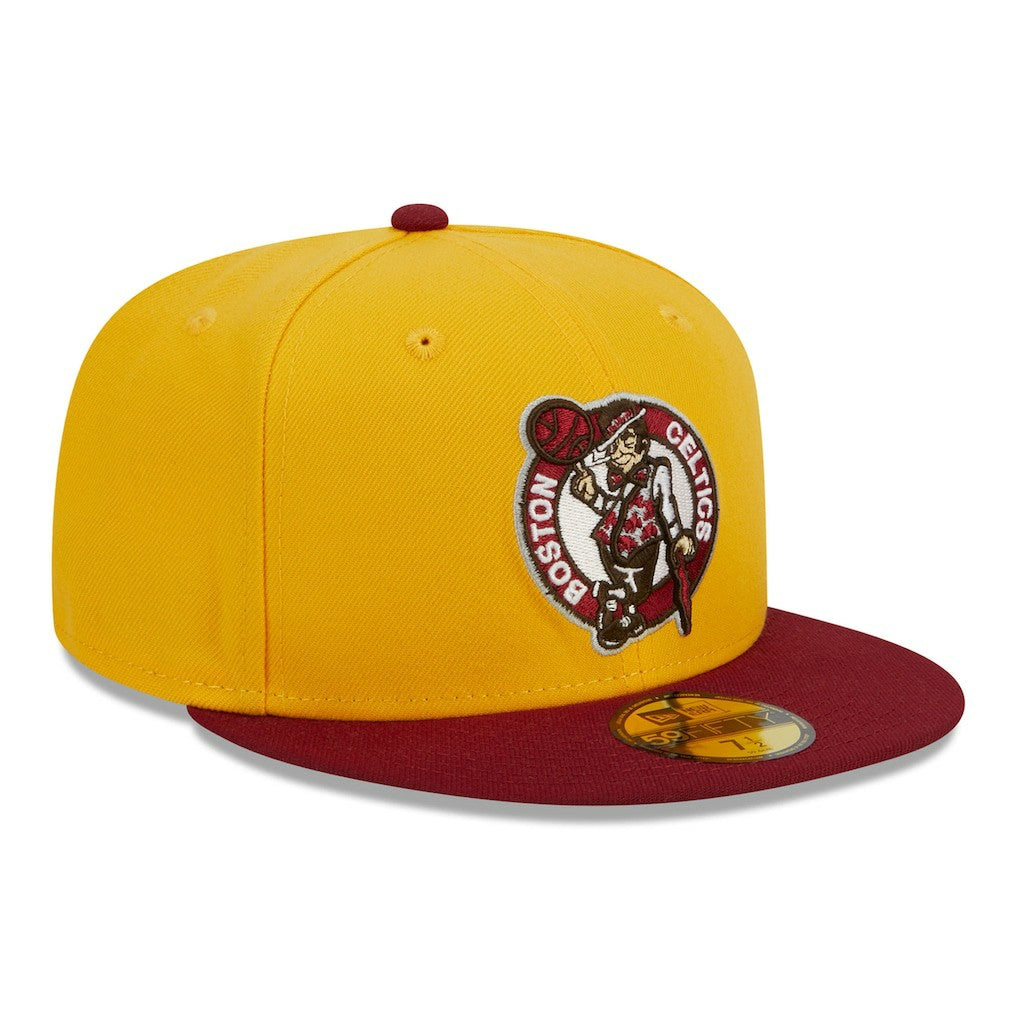 New Era Boston Celtics Fall Leaves 2-Tone 59FIFTY Fitted Hat Yellow/Red