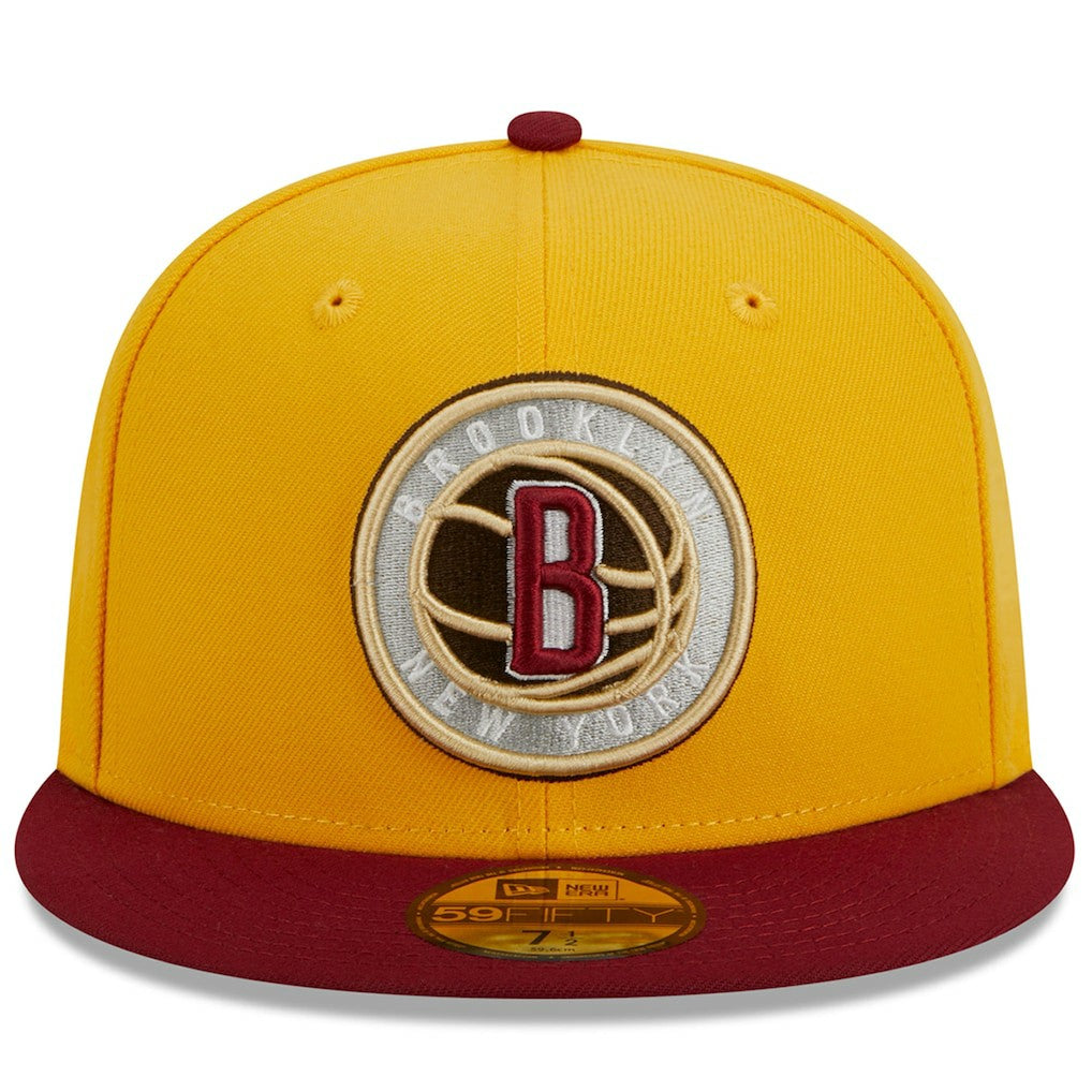 New Era Brooklyn Nets Fall Leaves 2-Tone 59FIFTY Fitted Hat Yellow/Red