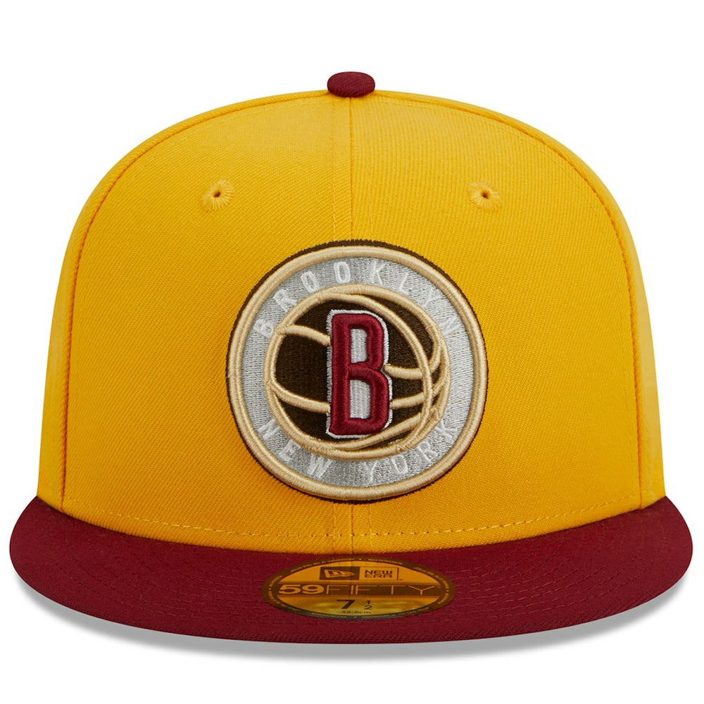 New Era Brooklyn Nets Fall Leaves 2-Tone 59FIFTY Fitted Hat Yellow/Red