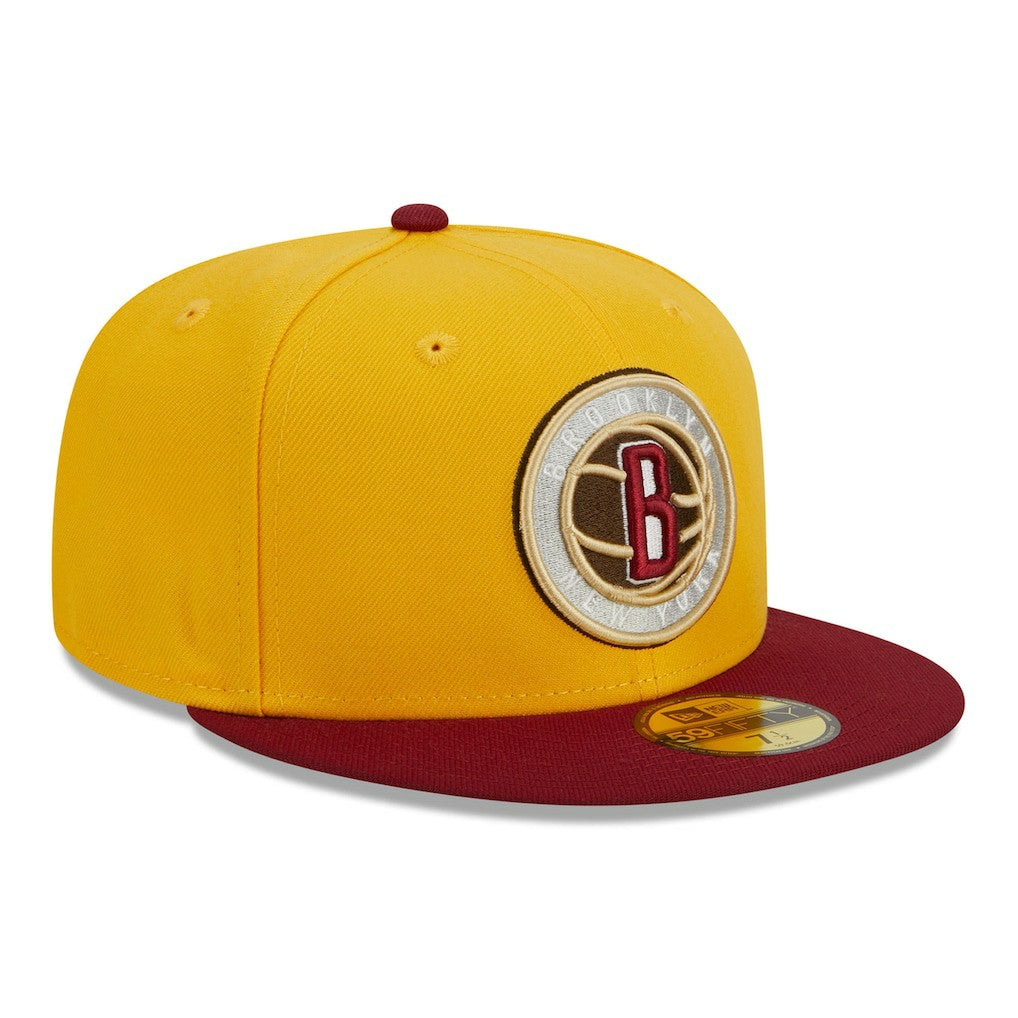 New Era Brooklyn Nets Fall Leaves 2-Tone 59FIFTY Fitted Hat Yellow/Red