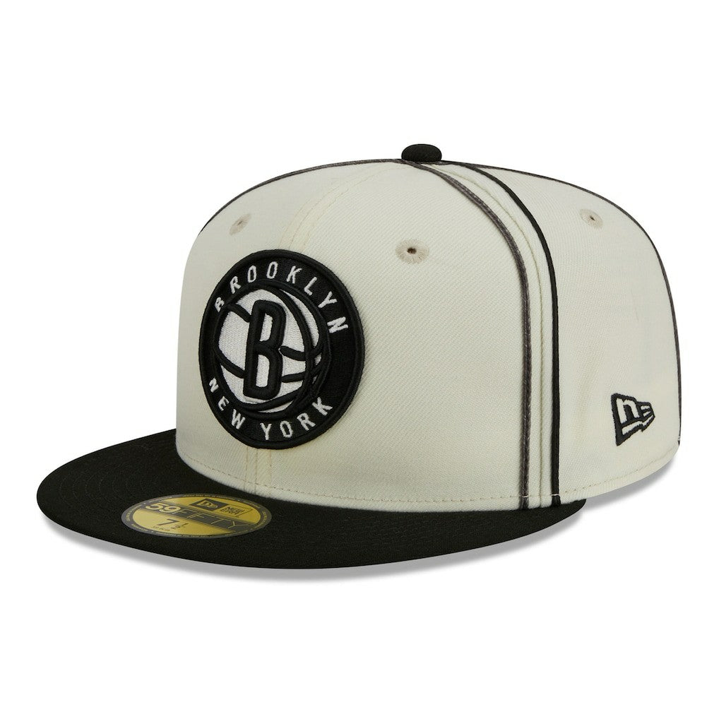 New Era Brooklyn Nets Piping 2-Tone 59FIFTY Fitted Hat Cream/Black