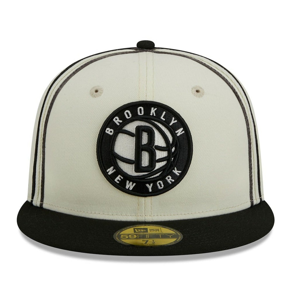 New Era Brooklyn Nets Piping 2-Tone 59FIFTY Fitted Hat Cream/Black