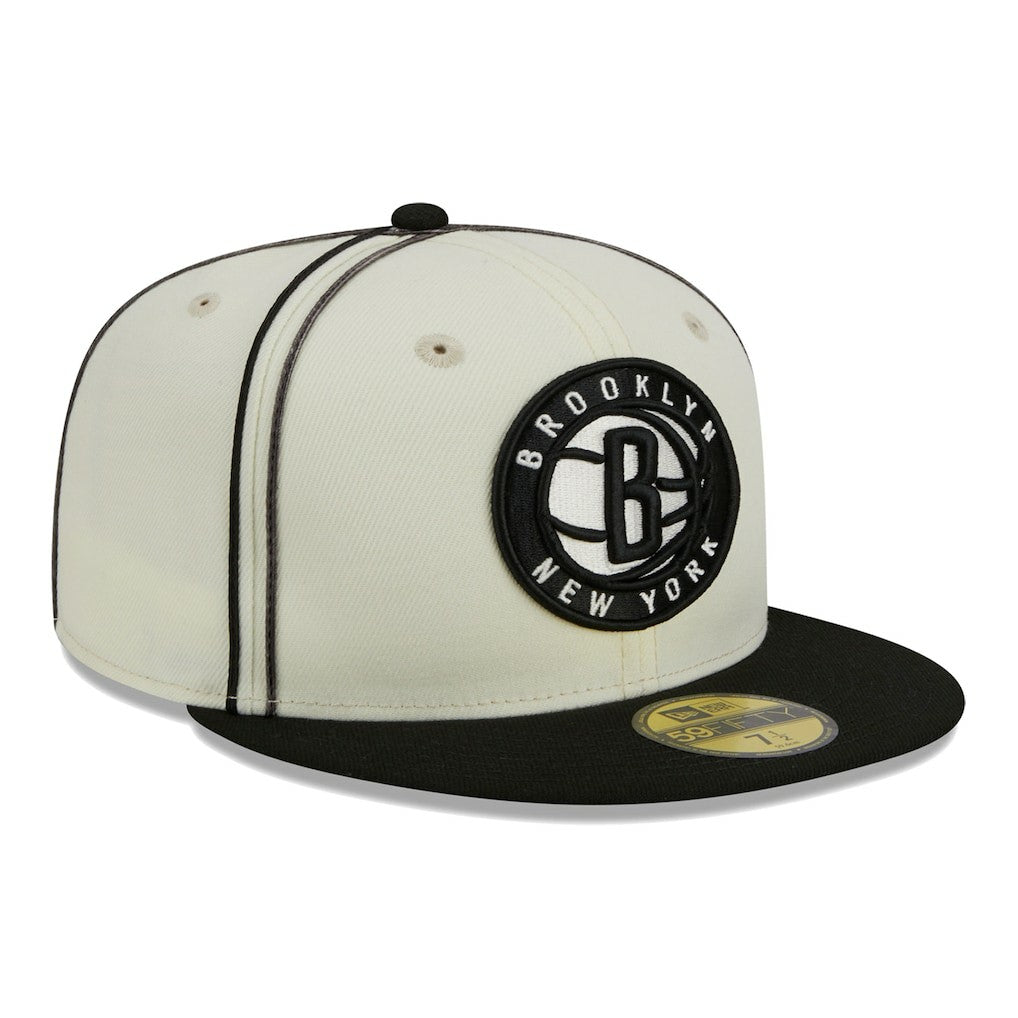 New Era Brooklyn Nets Piping 2-Tone 59FIFTY Fitted Hat Cream/Black