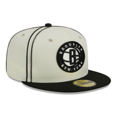 New Era Brooklyn Nets Piping 2-Tone 59FIFTY Fitted Hat Cream/Black