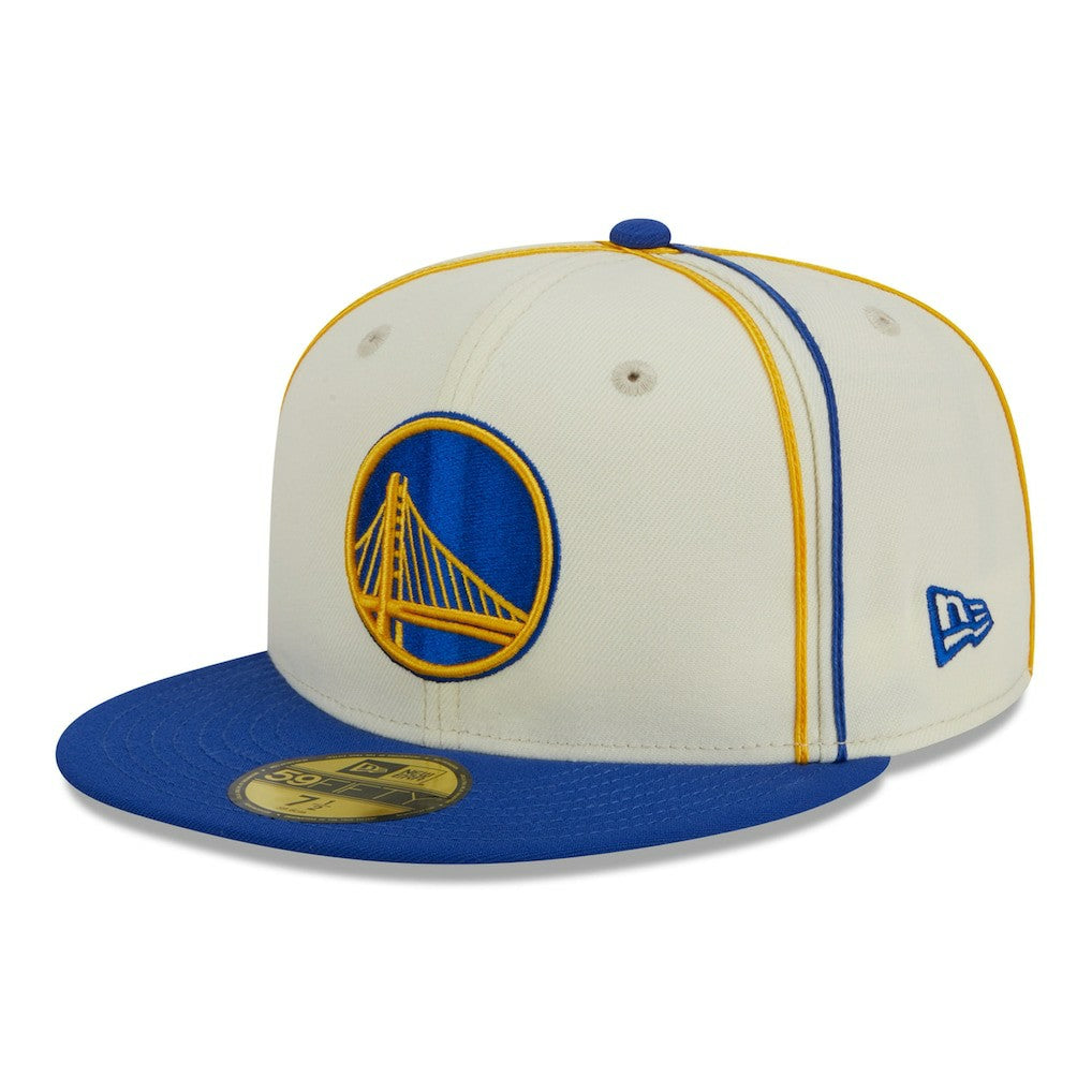 New Era Golden State Warriors Piping 2-Tone 59FIFTY Fitted Hat Cream/Royal