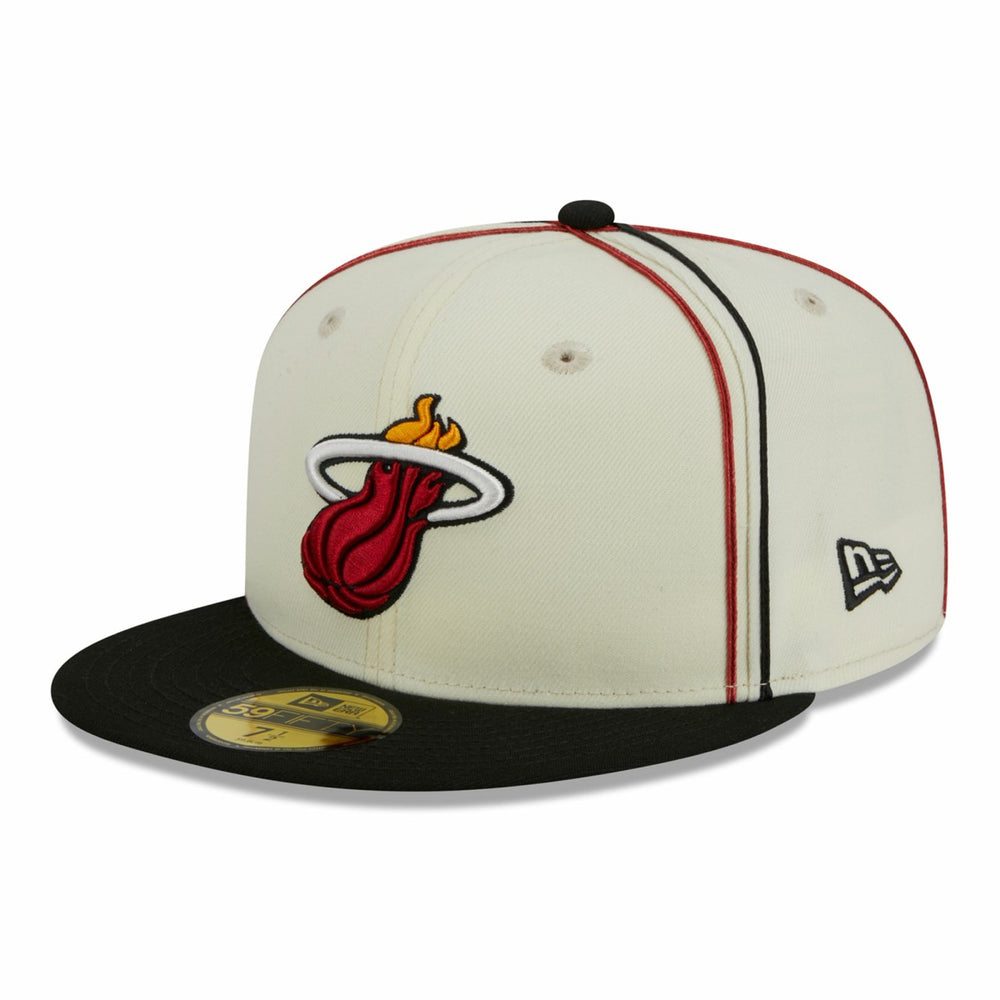 New Era Miami Heat Piping 2-Tone 59FIFTY Fitted Hat Cream/Black