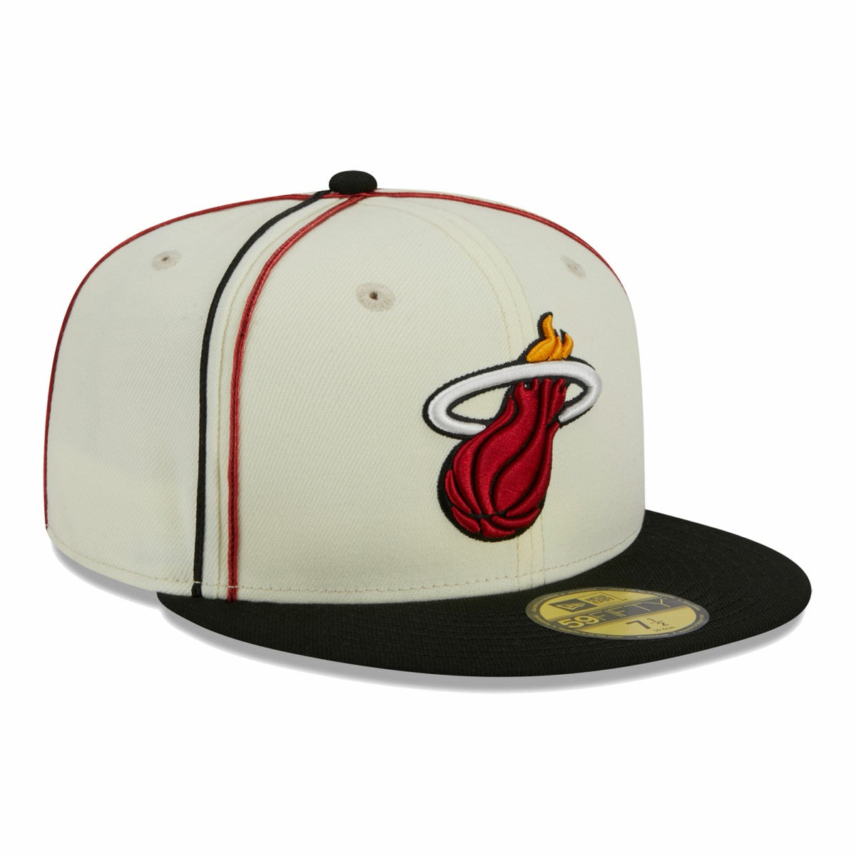 New Era Miami Heat Piping 2-Tone 59FIFTY Fitted Hat Cream/Black