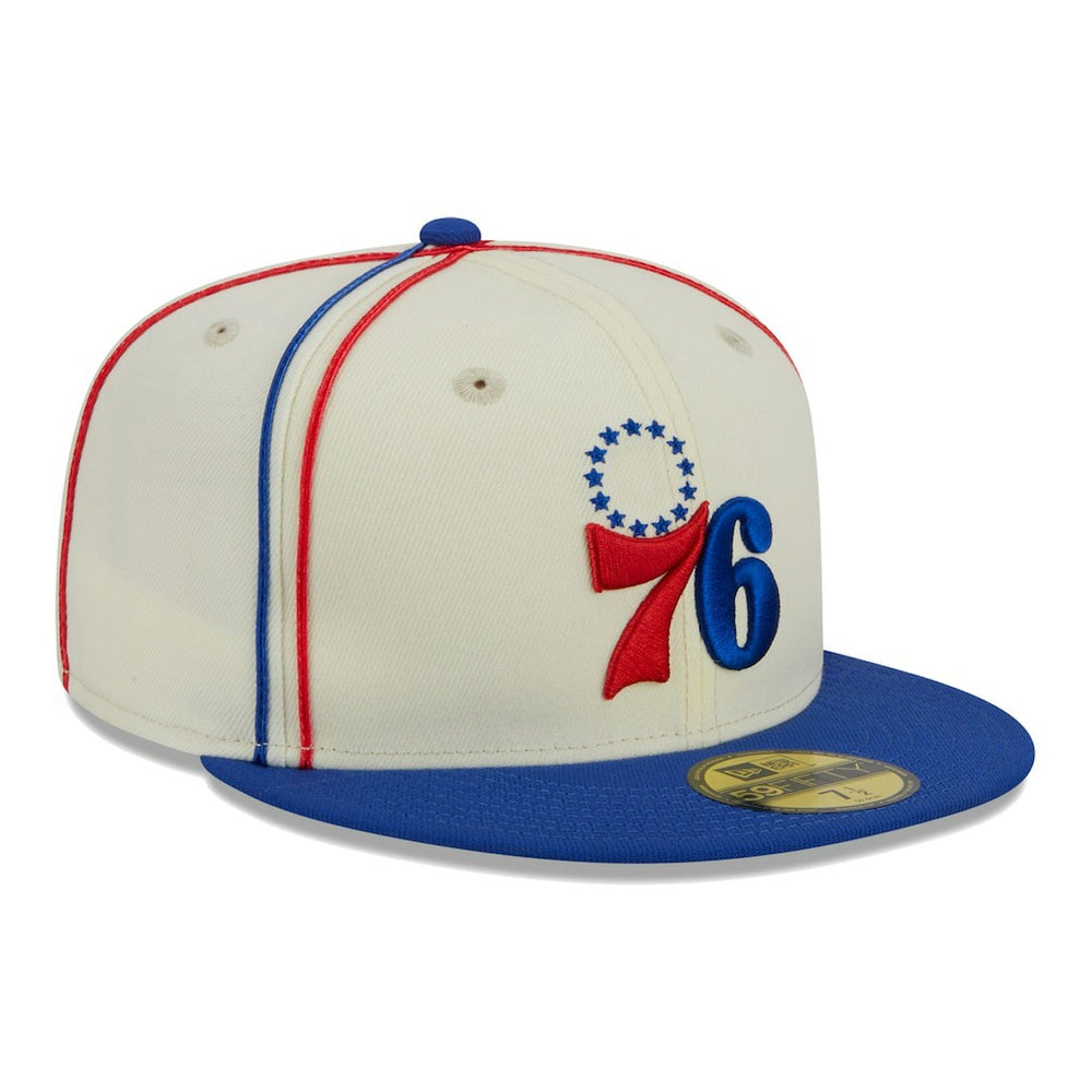 New Era Philadelphia 76ers Piping 2-Tone 59FIFTY Fitted Hat Cream/Royal