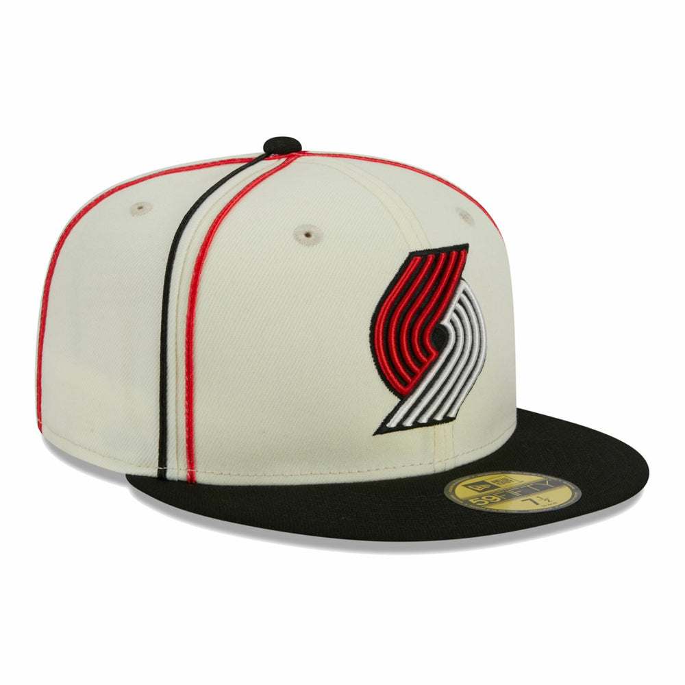 New Era Portland Trail Blazers Piping 2-Tone 59FIFTY Fitted Hat Cream/Black