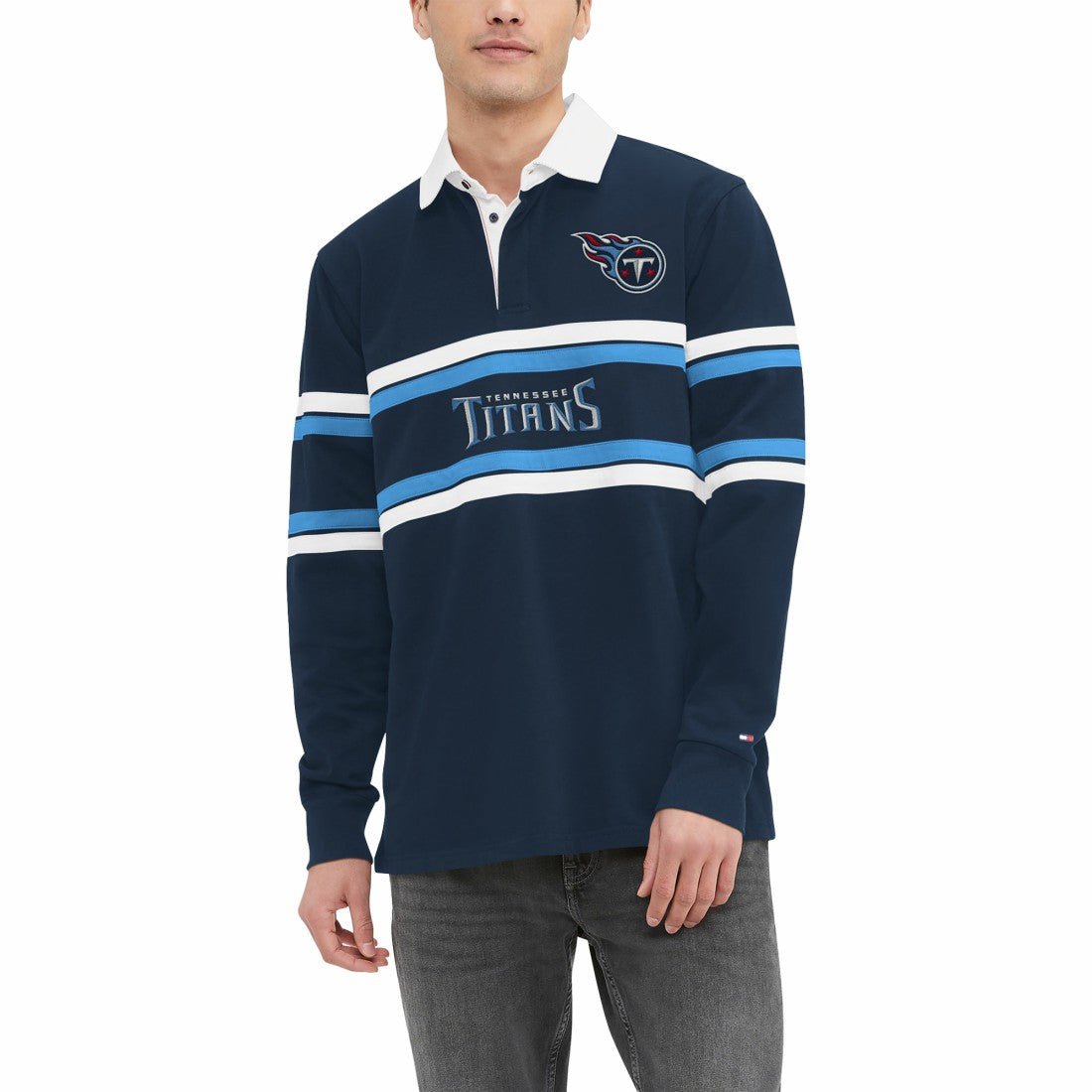 Tennessee Titans Tommy Hilfiger Cory Varsity Rugby Long Sleeve T-Shirt - Navy - NFL