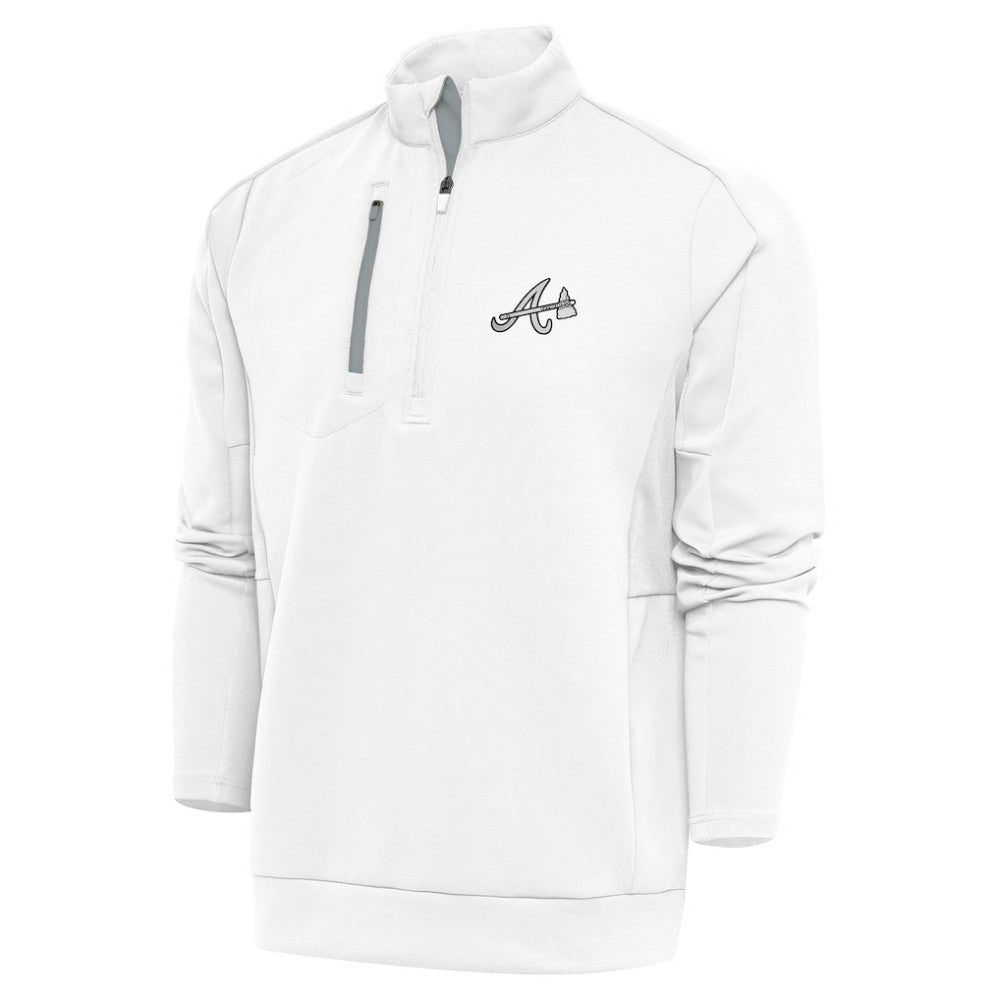 Atlanta Braves Antigua Metallic Generation Quarter-Zip Pullover Top Online
