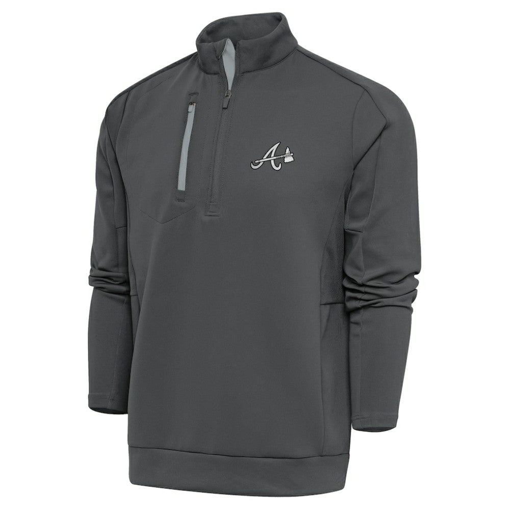 Atlanta Braves Antigua Metallic Generation Quarter-Zip Pullover Top Sale