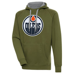 Edmonton Oilers Antigua Victory Pullover Hoodie - Olive | NHL on sale