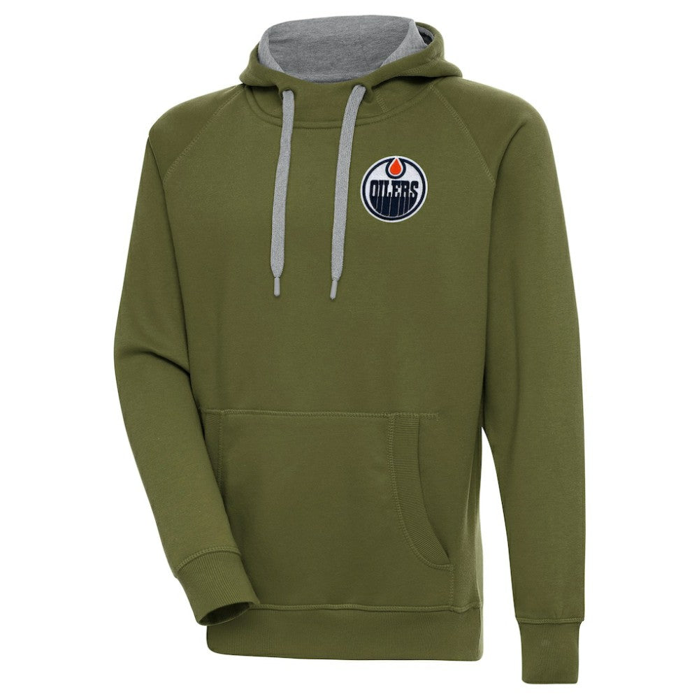 Edmonton Oilers Antigua Victory Pullover Hoodie - Olive | NHL on sale