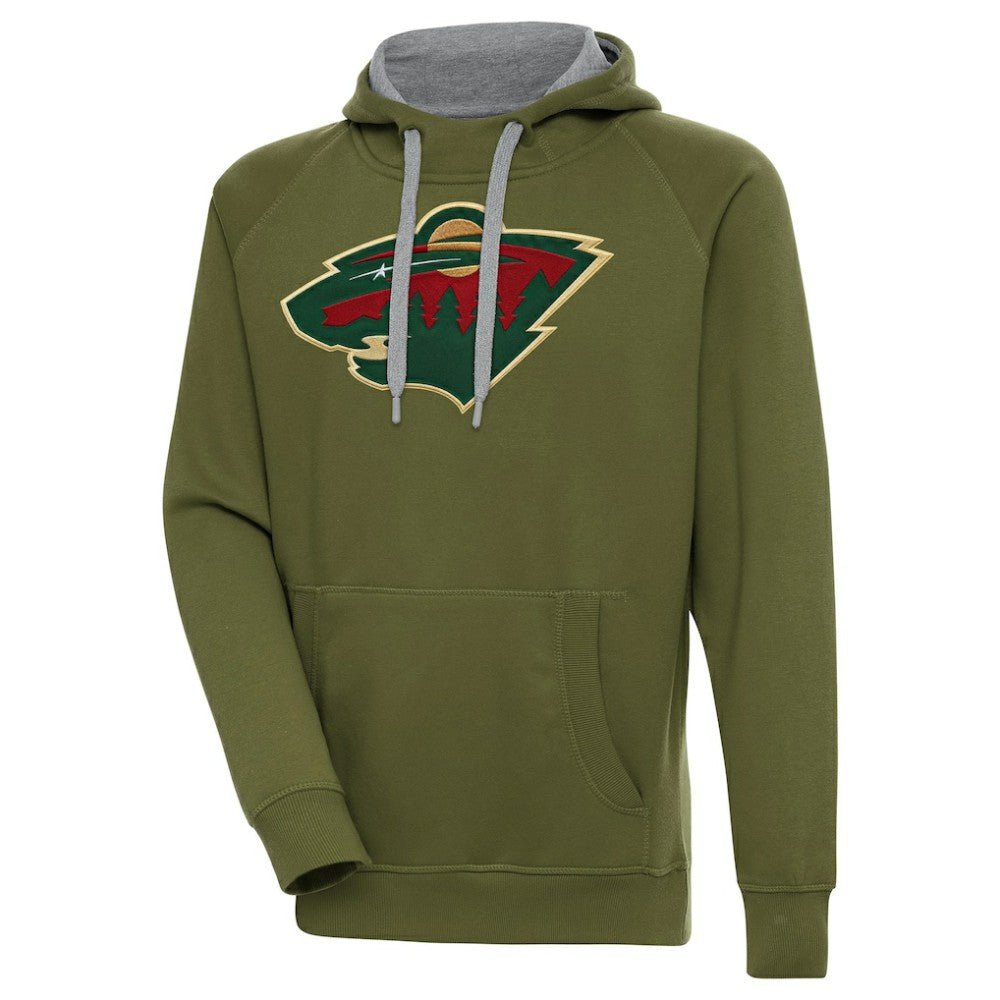 Minnesota Wild Antigua Victory Pullover Hoodie - Olive | NHL near me