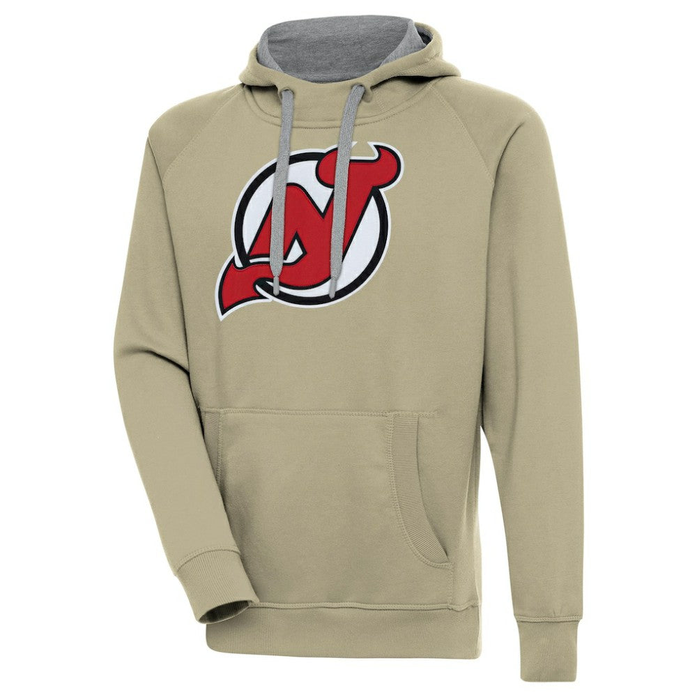 New Jersey Devils Antigua Victory Pullover Hoodie - Khaki | NHL Clearance