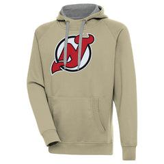 New Jersey Devils Antigua Victory Pullover Hoodie - Khaki | NHL Clearance