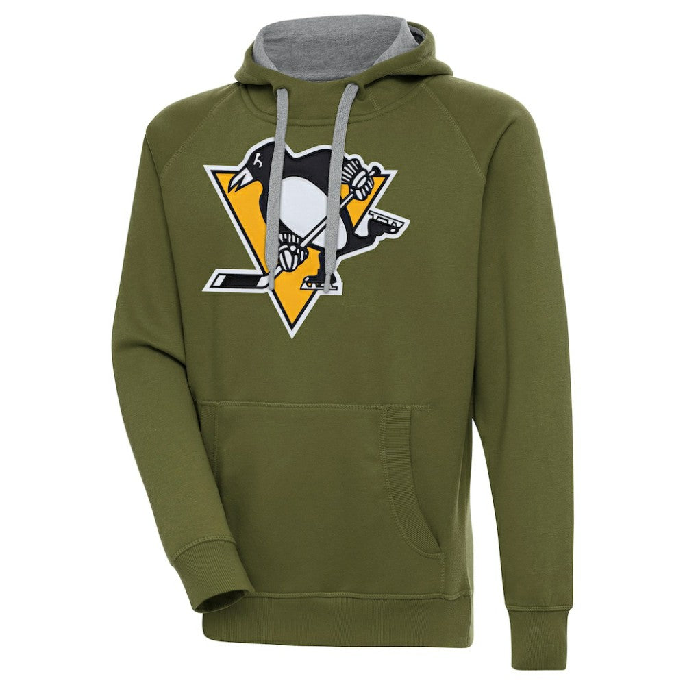 Pittsburgh Penguins Antigua Victory Pullover Hoodie - Olive | NHL Clearance