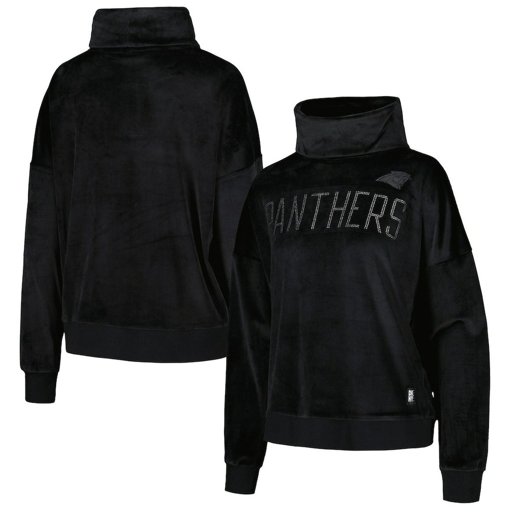 Carolina Panthers DKNY Sport Women's Deliliah Rhinestone Funnel Neck Pullover Sweatshirt - Black - NFL