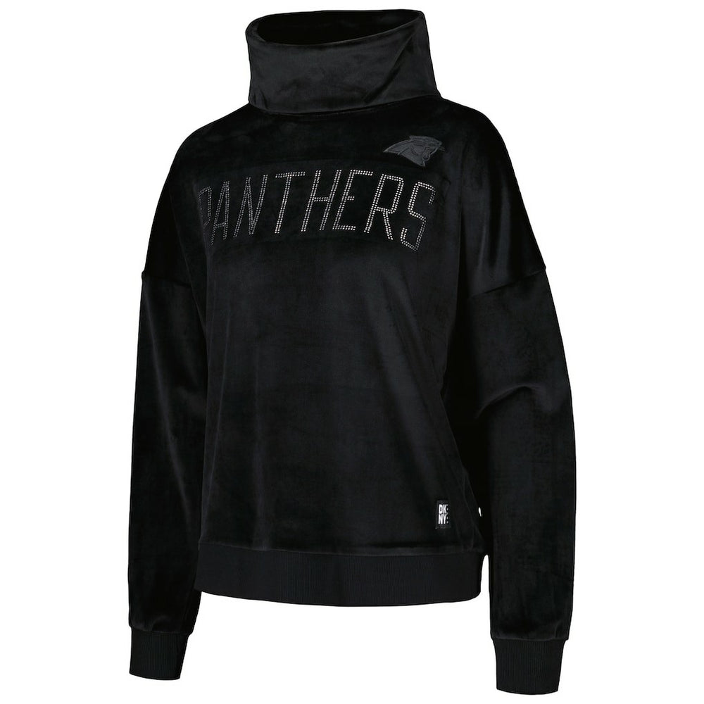 Carolina Panthers DKNY Sport Women's Deliliah Rhinestone Funnel Neck Pullover Sweatshirt - Black - NFL