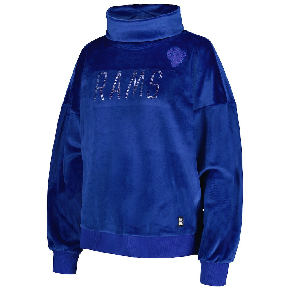 Los Angeles Rams DKNY Sport Women's Deliliah Rhinestone Funnel Neck Pullover Sweatshirt - Royal - NFL