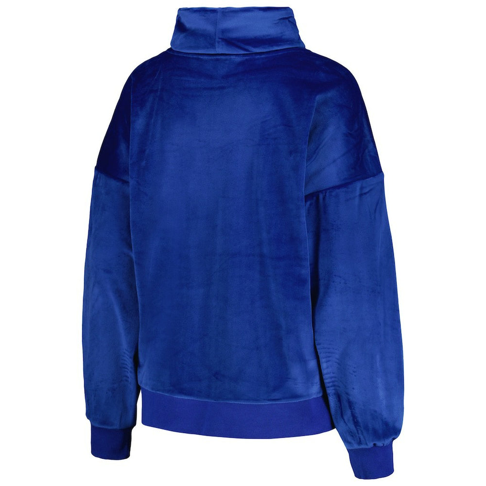 Los Angeles Rams DKNY Sport Women's Deliliah Rhinestone Funnel Neck Pullover Sweatshirt - Royal - NFL