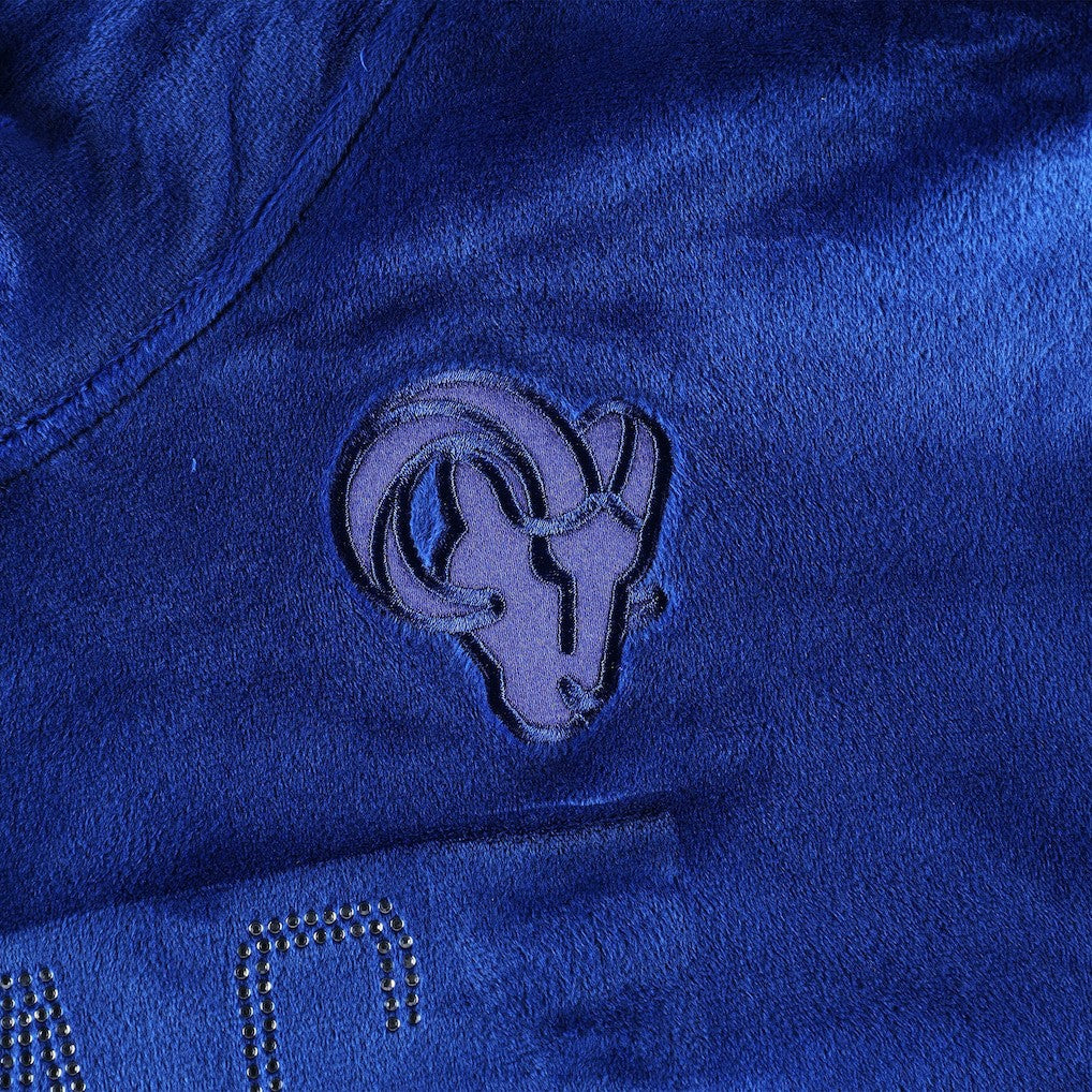 Los Angeles Rams DKNY Sport Women's Deliliah Rhinestone Funnel Neck Pullover Sweatshirt - Royal - NFL