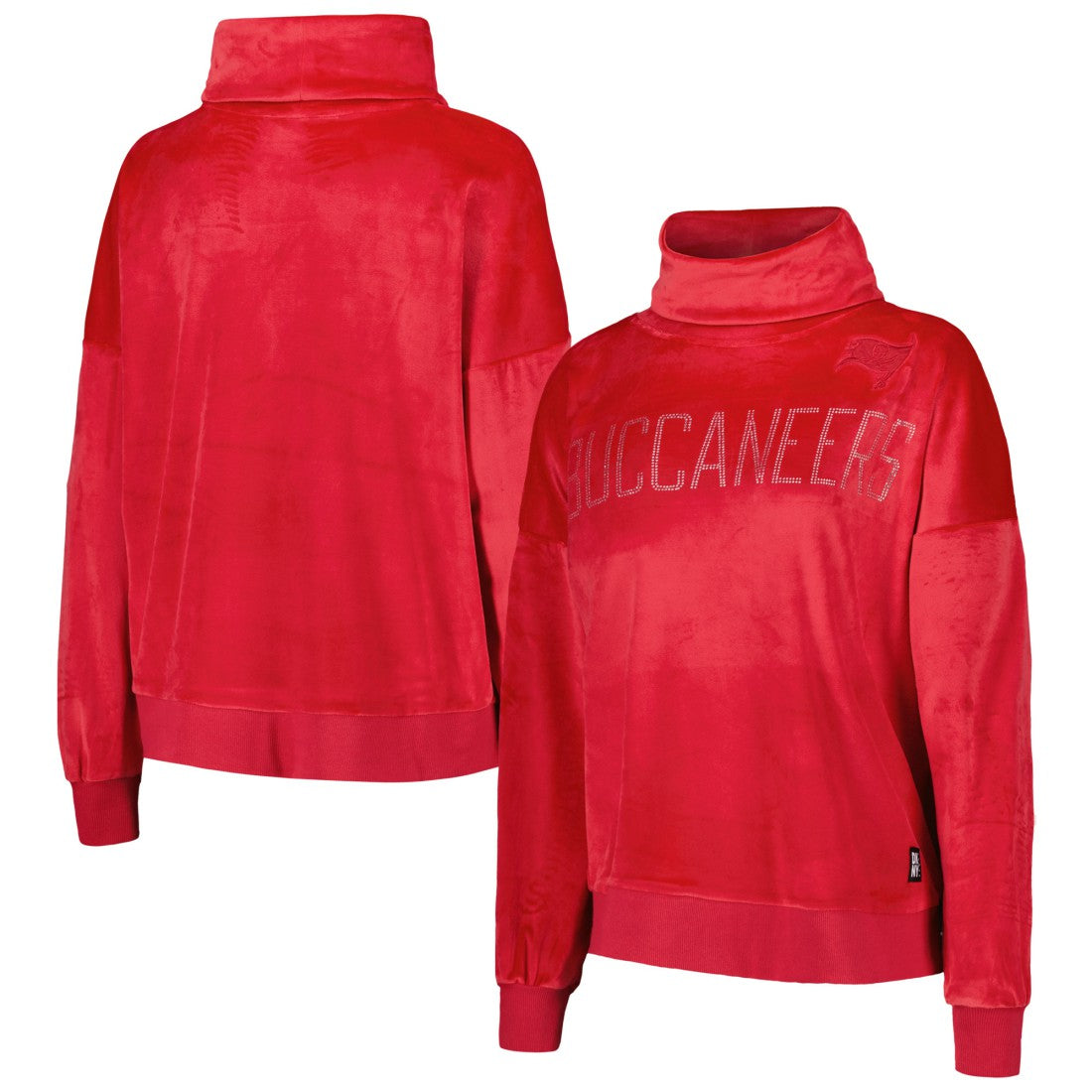Tampa Bay Buccaneers DKNY Sport Women's Deliliah Rhinestone Funnel Neck Pullover Sweatshirt - Red - NFL