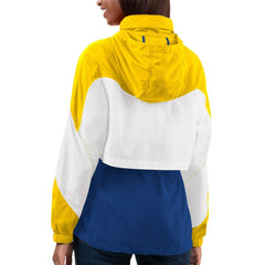 Los Angeles Rams G-III 4Her by Carl Banks Women's Tie Breaker Lightweight Quarter-Zip Jacket - Royal/Gold - NFL