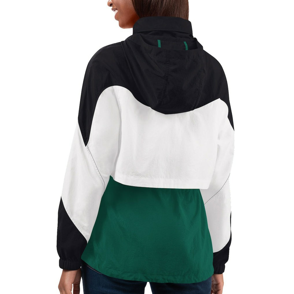 New York Jets G-III 4Her by Carl Banks Women's Tie Breaker Lightweight Quarter-Zip Jacket - Green/Black - NFL
