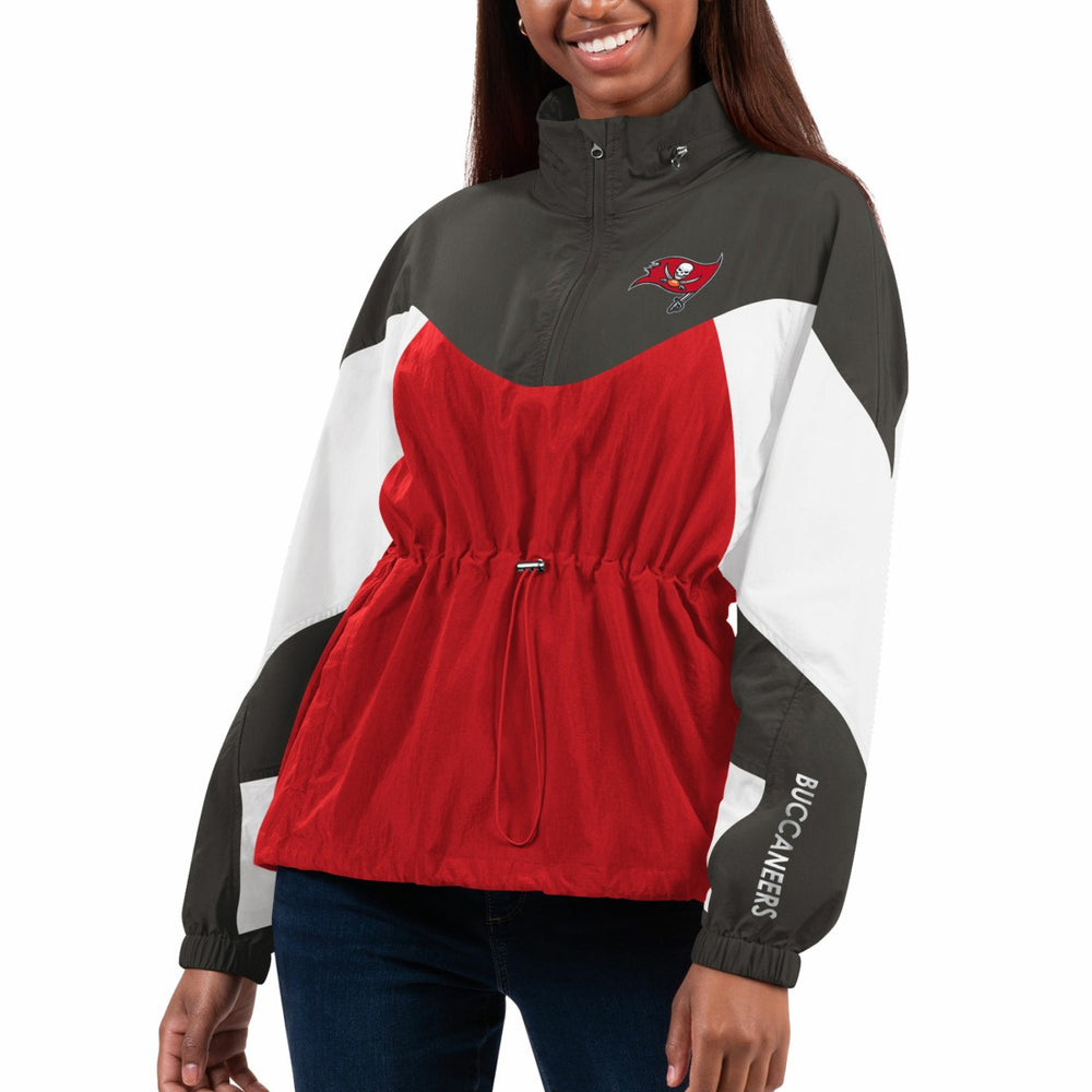 Tampa Bay Buccaneers G-III 4Her by Carl Banks Women's Tie Breaker Lightweight Quarter-Zip Jacket - Red/Pewter - NFL
