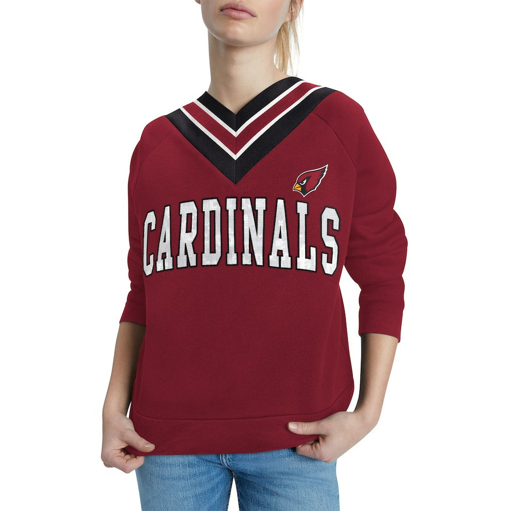 Arizona Cardinals Tommy Hilfiger Women's Heidi V-Neck Pullover Sweatshirt - Cardinal - NFL