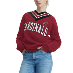 Arizona Cardinals Tommy Hilfiger Women's Heidi V-Neck Pullover Sweatshirt - Cardinal - NFL