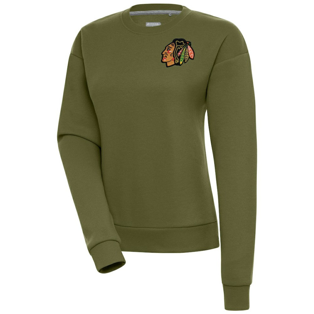 Chicago Blackhawks Antigua Women's Victory Pullover Sweatshirt - Olive | NHL online