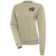 Columbus Blue Jackets Antigua Women's Victory Pullover Sweatshirt - Khaki | NHL Lifestyle