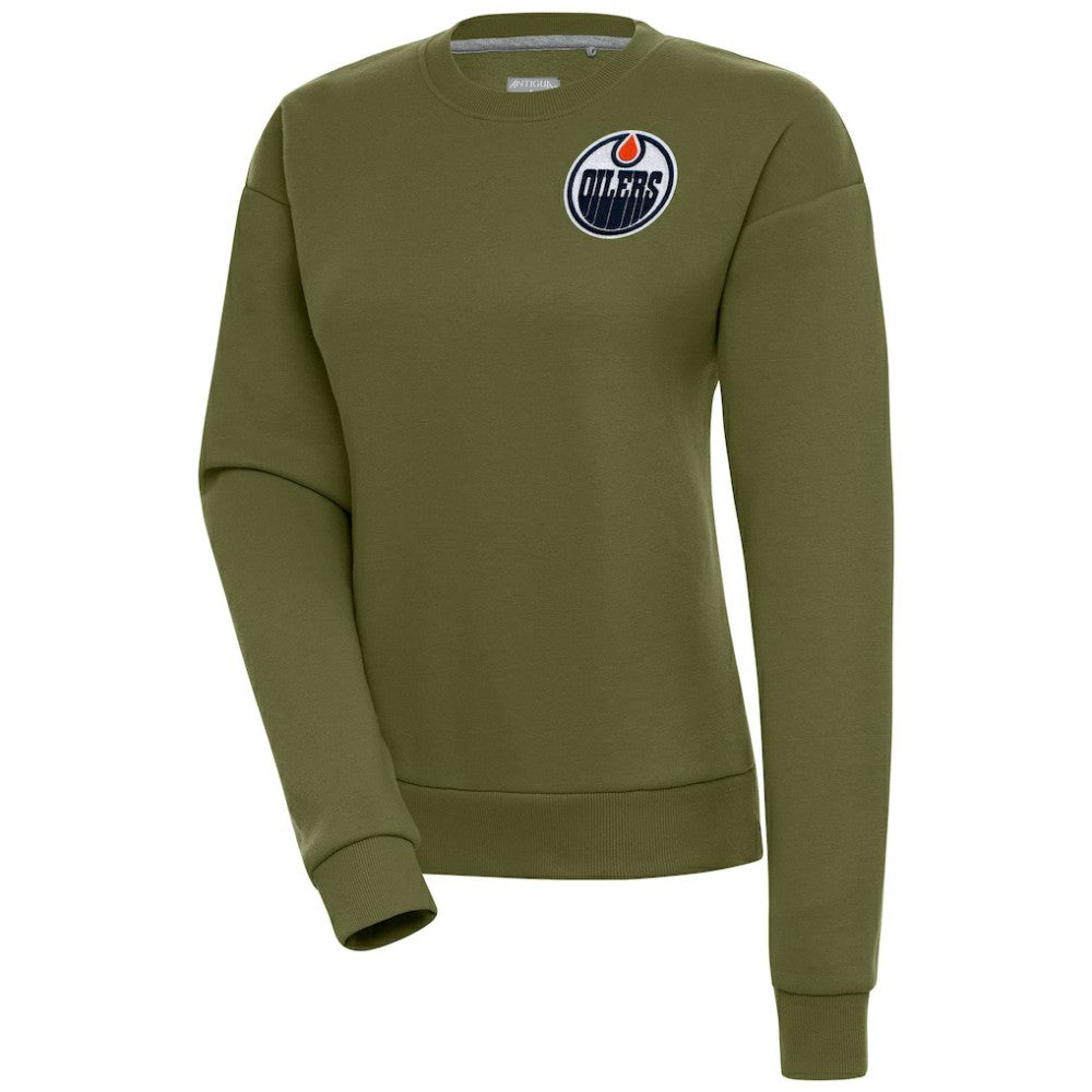 Edmonton Oilers Antigua Women's Victory Pullover Sweatshirt - Olive | NHL online