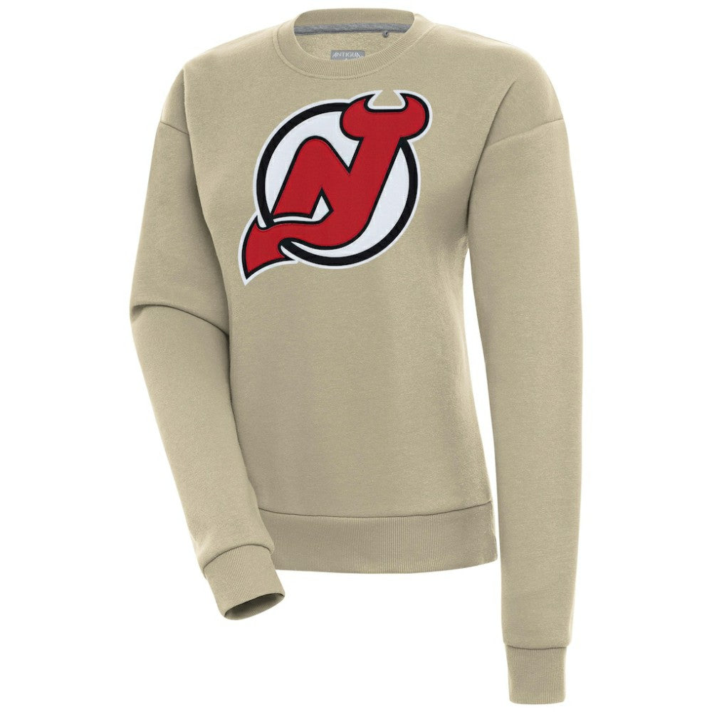 New Jersey Devils Antigua Women's Victory Pullover Sweatshirt - Khaki | NHL Clearance