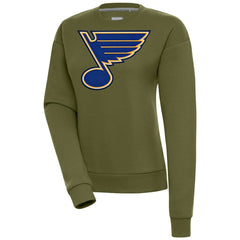 St. Louis Blues Antigua Women's Victory Pullover Sweatshirt - Olive | NHL Lifestyle