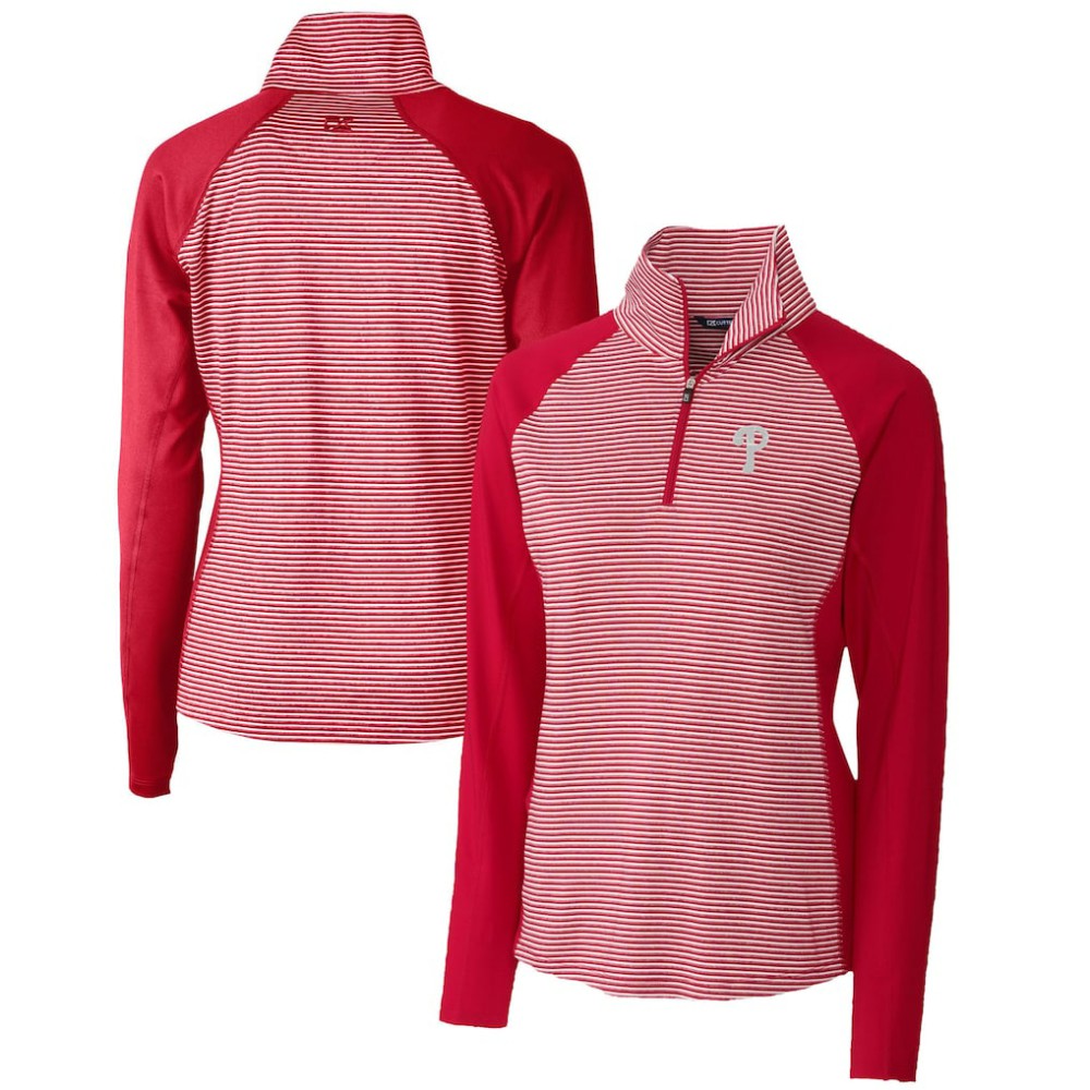 Philadelphia Phillies Cutter & Buck Women's DryTec Forge Tonal Stripe Half-Zip Top Sale