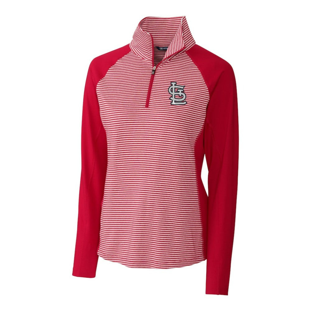 St. Louis Cardinals Cutter & Buck Women's DryTec Forge Tonal Stripe Half-Zip Top Sale