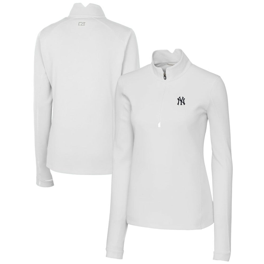 New York Yankees Cutter & Buck Women's DryTec Traverse Stretch Quarter-Zip Pullover Top for sale