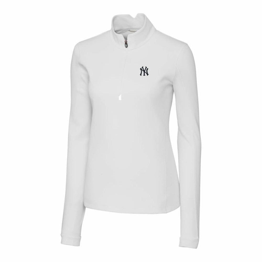 New York Yankees Cutter & Buck Women's DryTec Traverse Stretch Quarter-Zip Pullover Top for sale