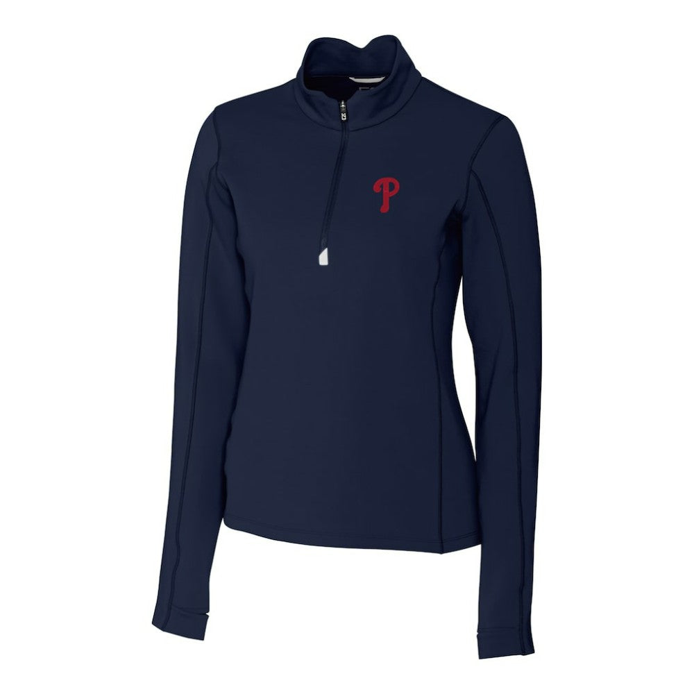 Philadelphia Phillies Cutter & Buck Women's DryTec Traverse Stretch Quarter-Zip Pullover Top Sale