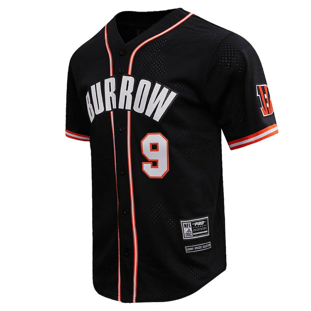 Joe Burrow Cincinnati Bengals Pro Standard Mesh Baseball Button-Up T-Shirt - Black - NFL