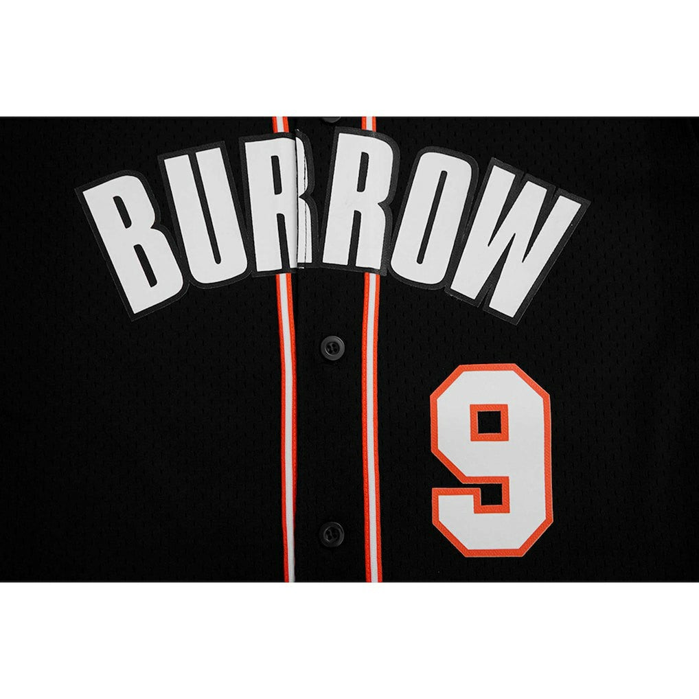 Joe Burrow Cincinnati Bengals Pro Standard Mesh Baseball Button-Up T-Shirt - Black - NFL