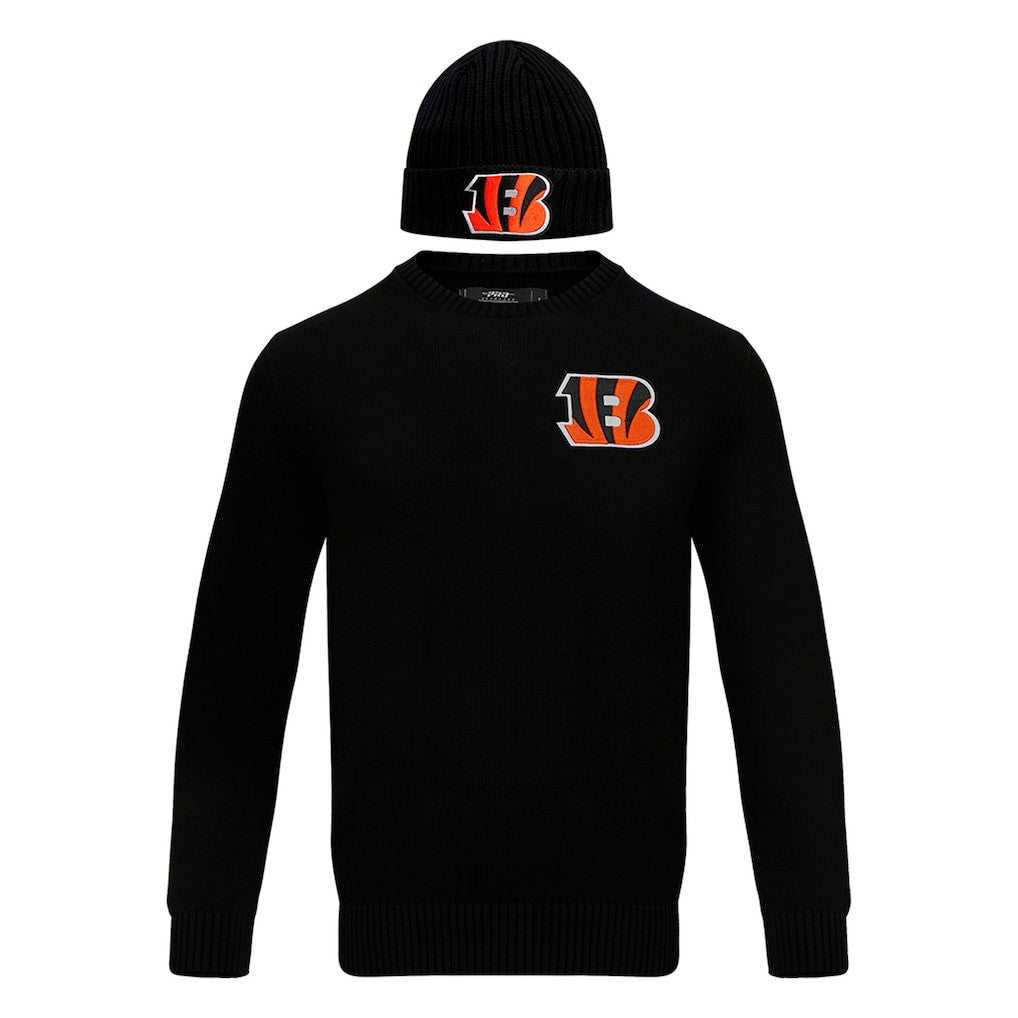 Cincinnati Bengals Pro Standard Crewneck Pullover Sweater & Cuffed Knit Hat Box Gift Set - Black - NFL