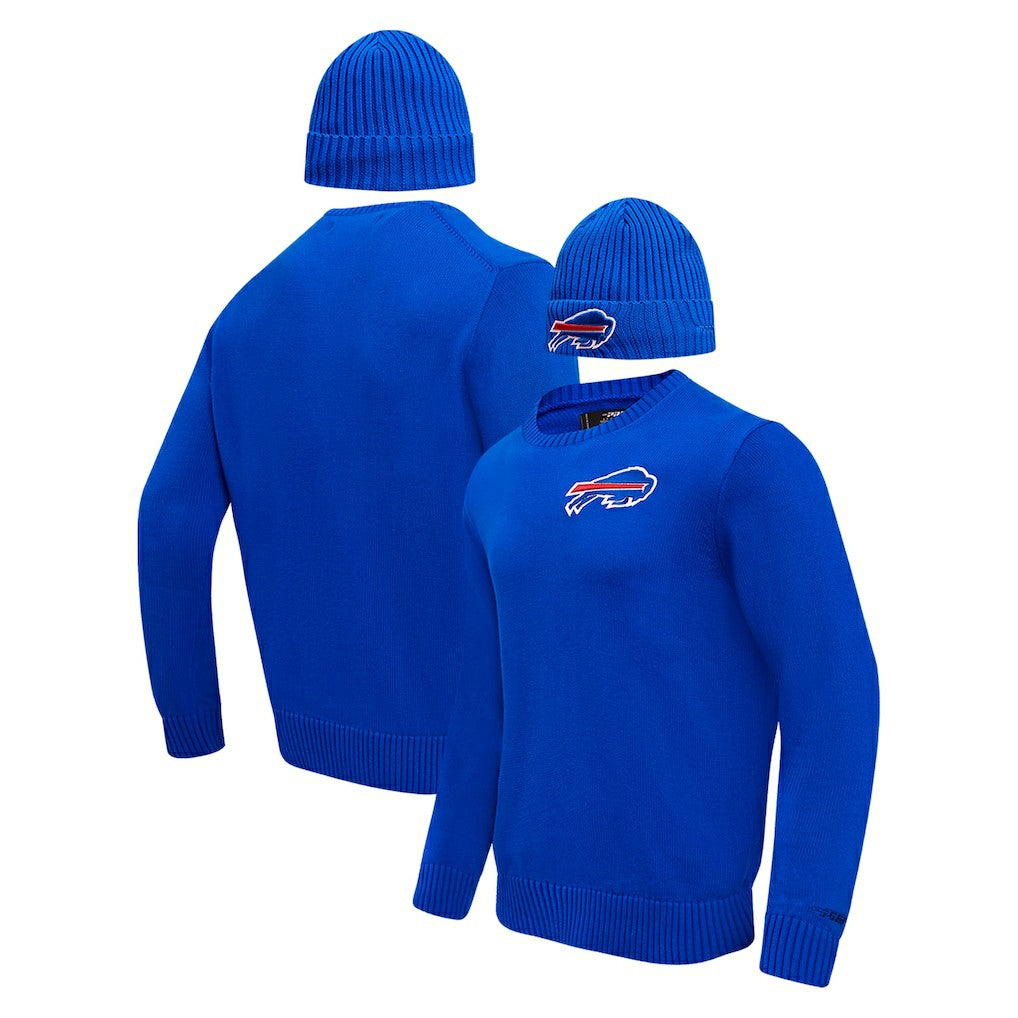 Buffalo Bills Pro Standard Crewneck Pullover Sweater & Cuffed Knit Hat Box Gift Set - Royal - NFL