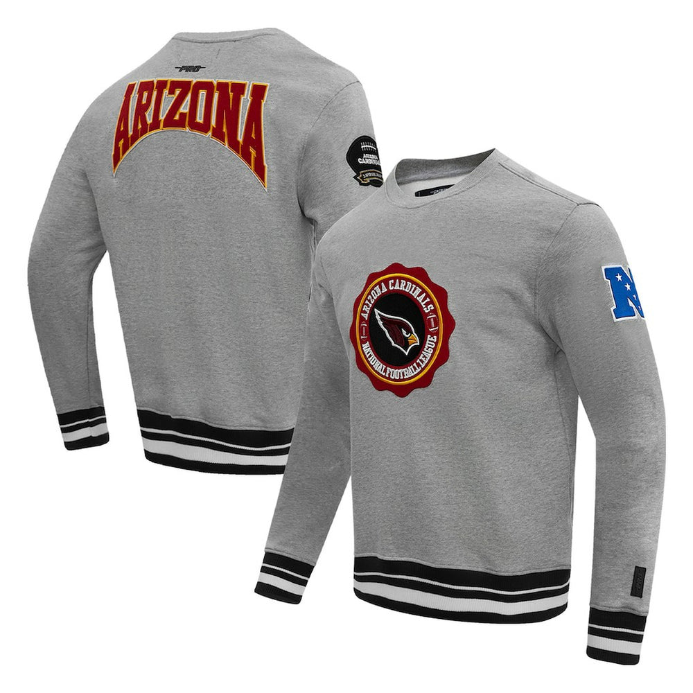 Arizona Cardinals Pro Standard Crest Emblem Pullover Sweatshirt - Heather Gray - NFL