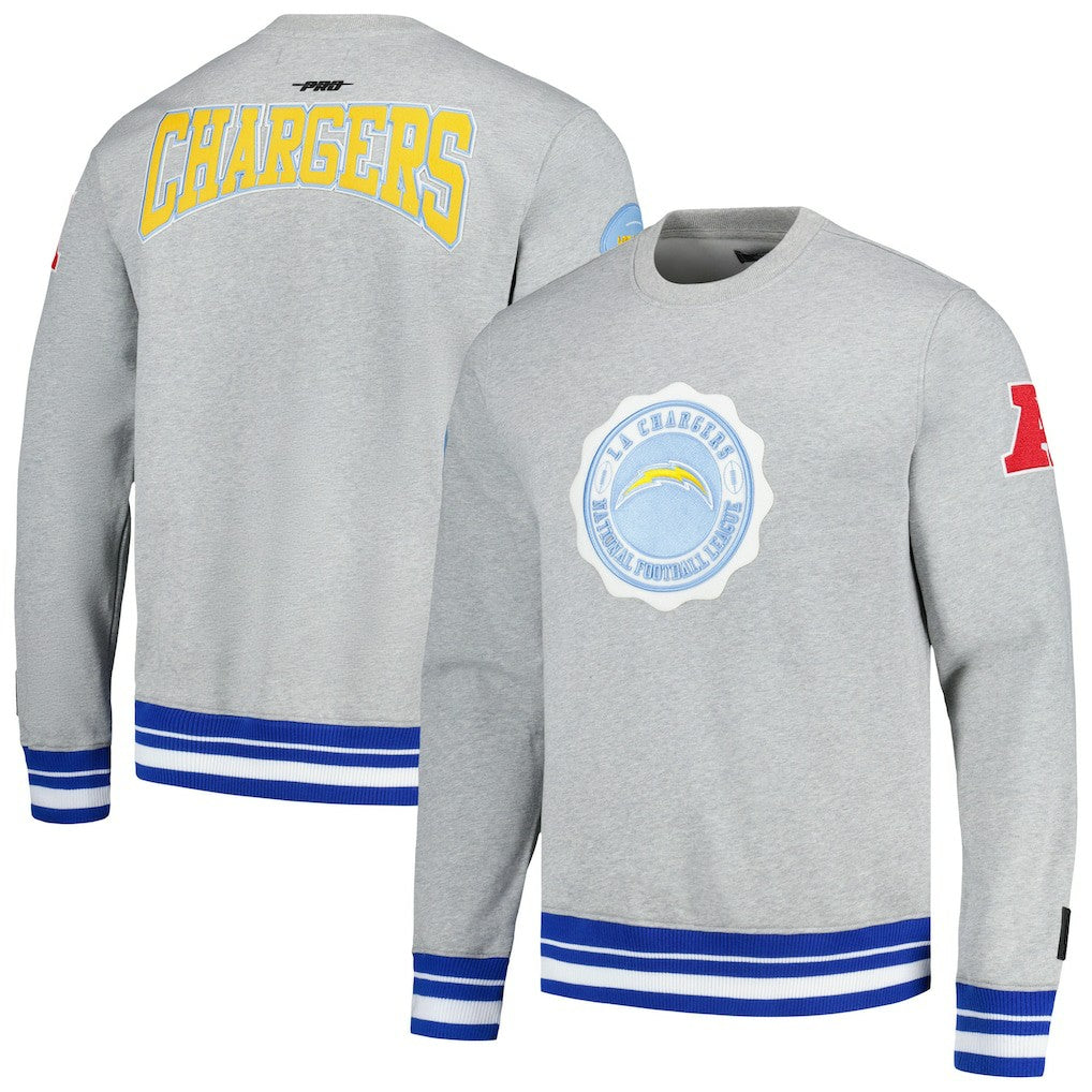 Los Angeles Chargers Pro Standard Crest Emblem Pullover Sweatshirt - Heather Gray - NFL