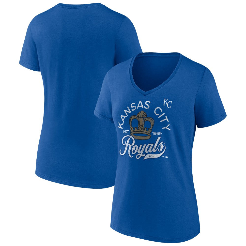 Kansas City Royals Women's Hometown Retro Crown V-Neck T-Shirt Outlet